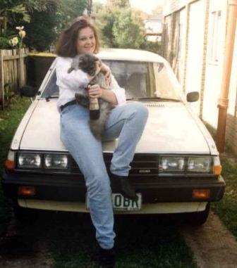 Denise and Sparky the cat in 1995.