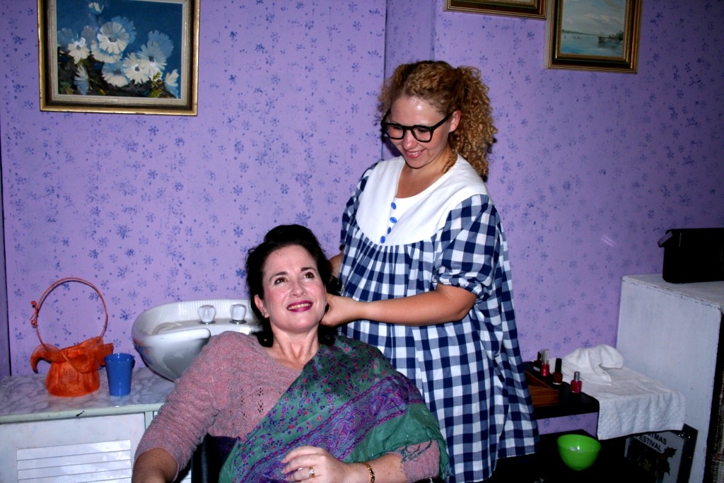 M'Lynn (Pauline Campton) getting her hair washed by Annelle.  Article written and photo taken by Chrissy Layton, AusNotebook Music & Creative. 